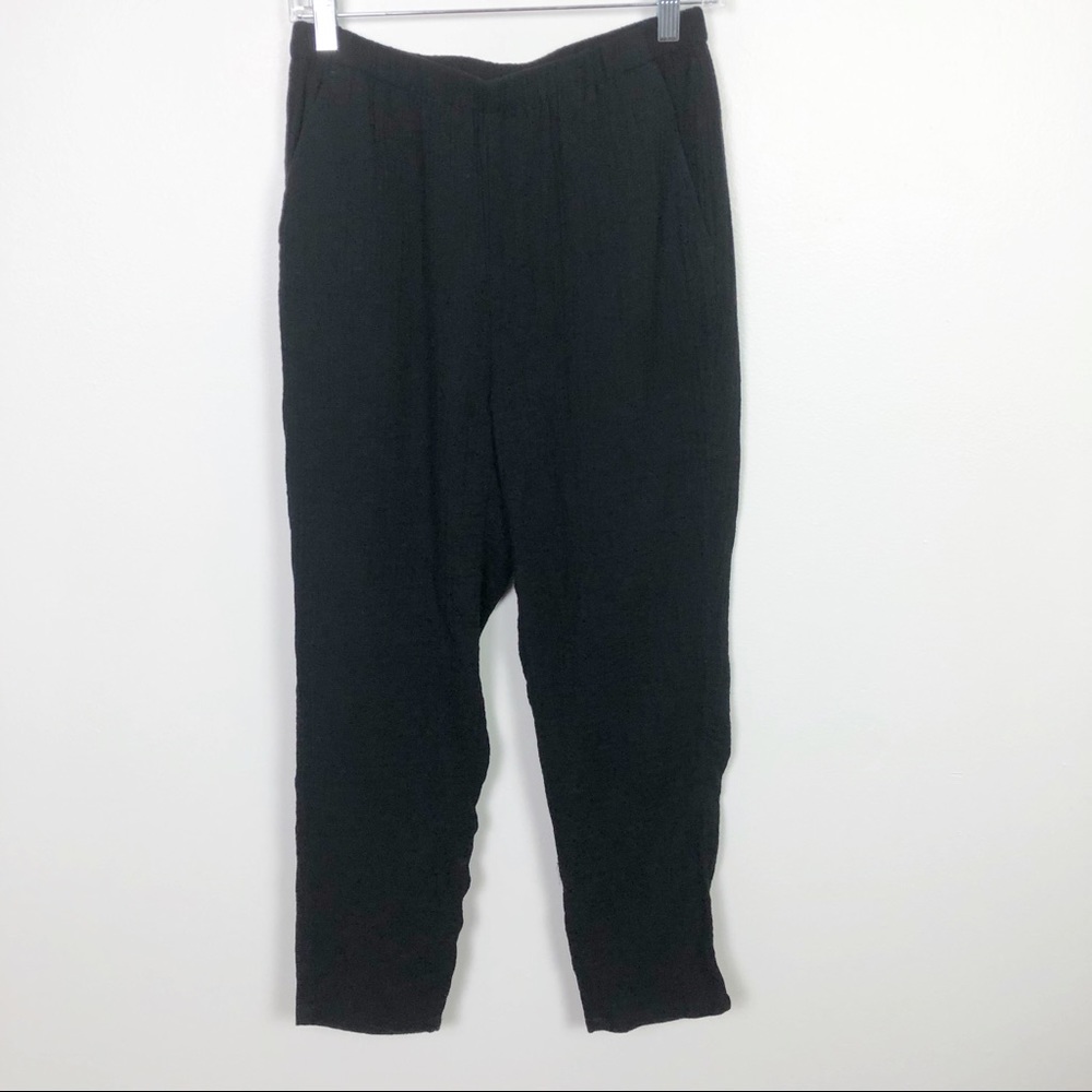 Eileen Fisher Cotton Knit Lightweight Pants Black